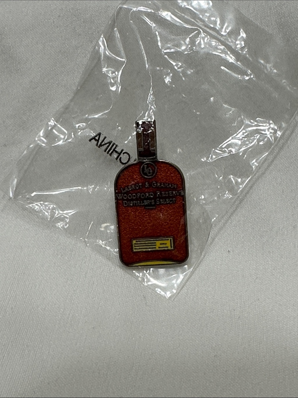 Ina Red Enamel Bottle Charm Pin with Metal Loop